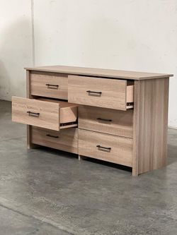 NEW Dresser 6 Drawers Table Storage Bedroom Closet Wardrobe Natural Oak Espresso White Discount Furniture Warehouse Costco IKEA Style Big SALE drawer