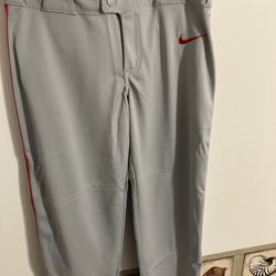 Nike Vapor Select Baseball Pants Kid’s Size L Gray With Red Pipe BQ6426-053