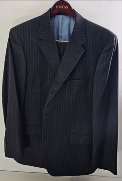 Vintage Emanuel Ungaro Homme Striped Suit 56S 44” Jacket 38x30 Pants Classic Designer Mens Formal Wear