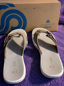 BRAND NEW Clark's Cloudsteppers Sandals, with Tags Intact. Great Quality and All-Day Comfort! Paid $40 at DSW. Size 10. Taupe - Matches Everything.