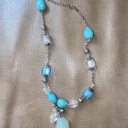 Avon Turquoise & Sea Glass Necklace 