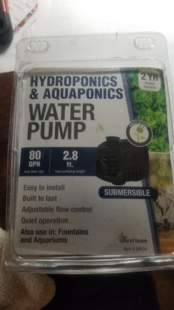 Pond Pump 80GPH Submersible By Pond Boss Incl Adapters