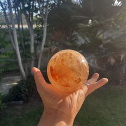 Orange Crystal Sphere Natural Yellow Calcite Quartz Sphere Crystal Ball