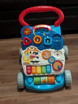 New VTech Sit to Stand Learning Walker Blue Baby Push Toy Open Box