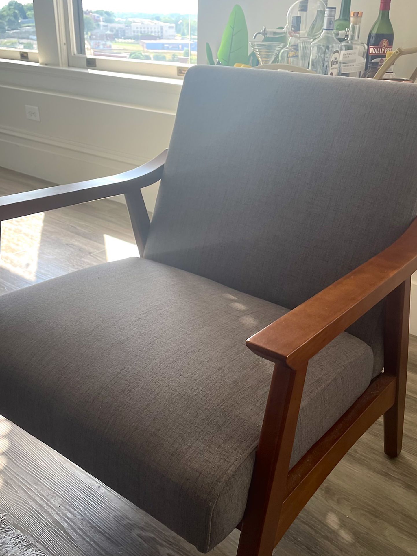 Grey Mid century Modern Accent chair