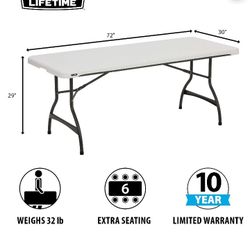 6 Foot Rectangle Folding Table Indoor/Outdoor Commercial Grade, White Granite