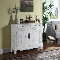 Brand New Distressed White Accent Cabinet