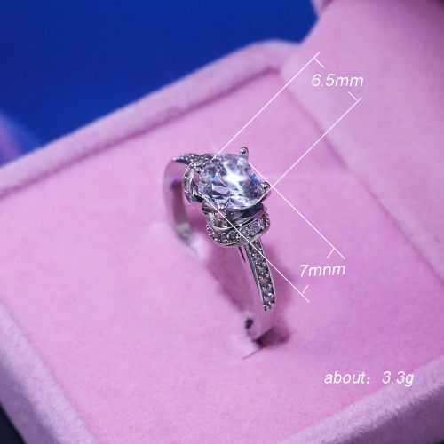 "Sweet Heart Crystal Clear CZ Anillo Trendy Silver Ring for Women, VIP447
  
 
