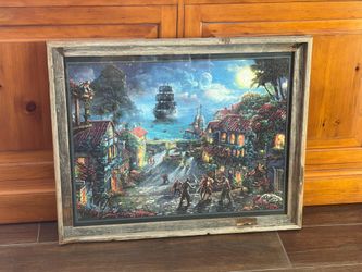 Framed Pirates of the Caribbean, Disney, Thomas Kinkade 1000 piece puzzle