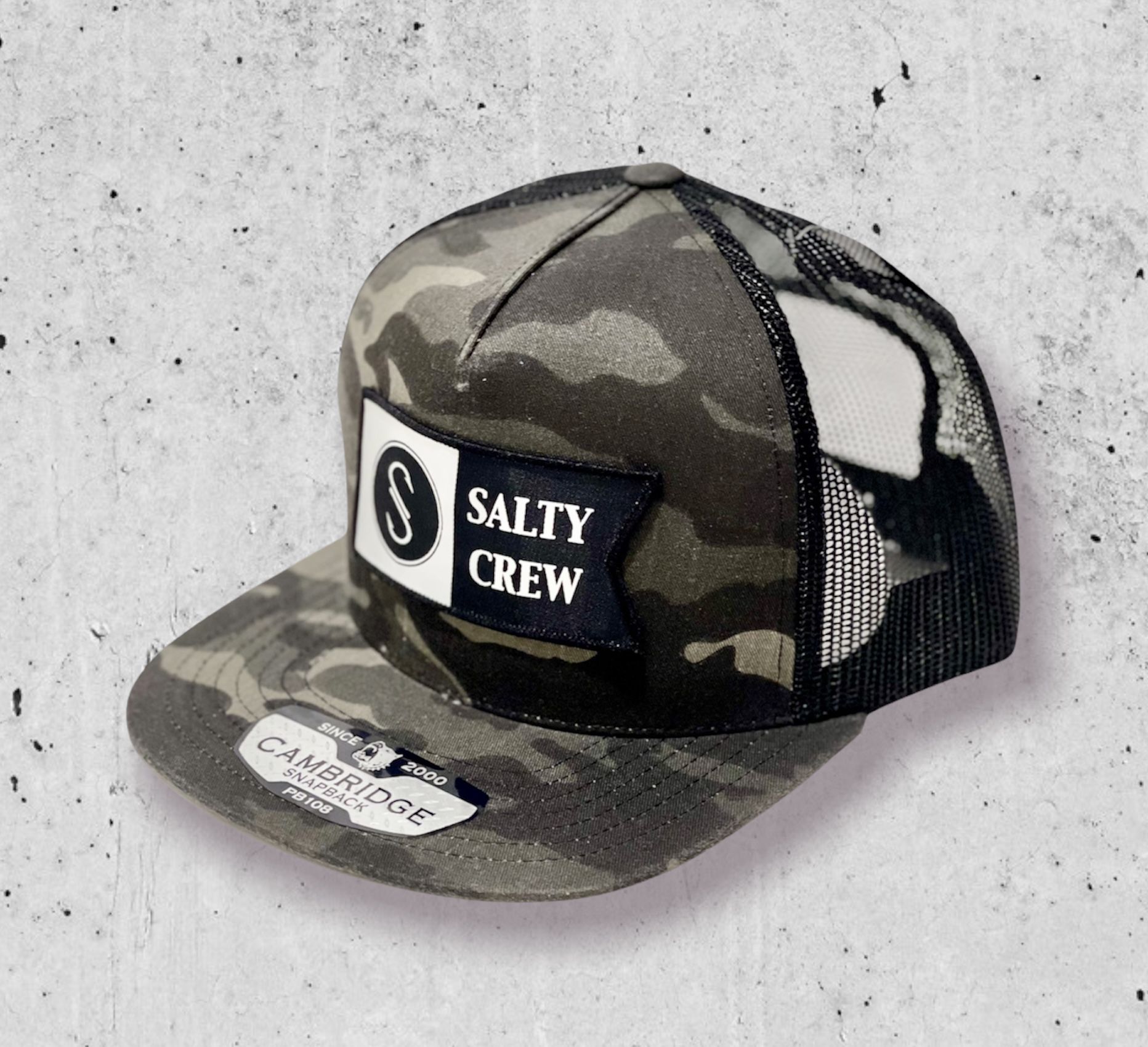 New Black Camo Men's Alpha Tech Snapback Salty Crew Hat