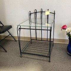 2 Glass and metal end tables $40.00 Each Or Both For $75.00