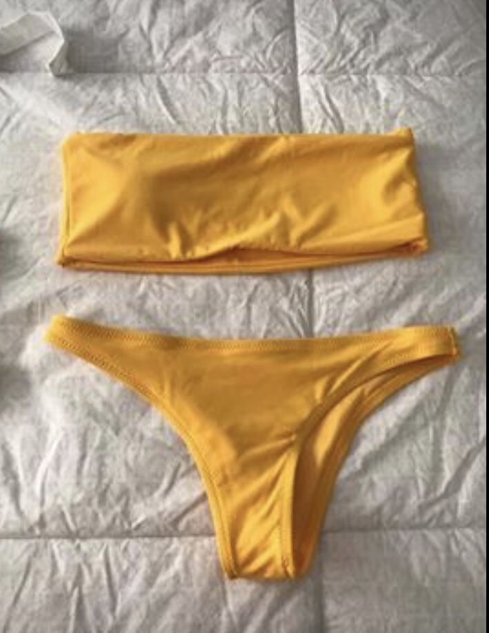 Zaful yellow strapless bikini