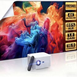 Built-in APP Smart Projection and Fresnel 85% ALR Screen Daylight Screen 1.8dB Gain 100% sRGB Support 8K/4K 75”, Home Theater Projector Auto Focus Sol