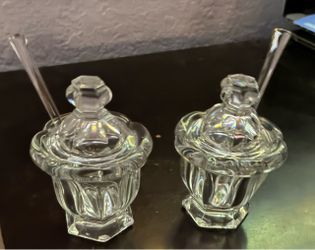 Pair of Baccarat Crystal Jam Relish Dishes w/ Original Spoons – Set of 2
