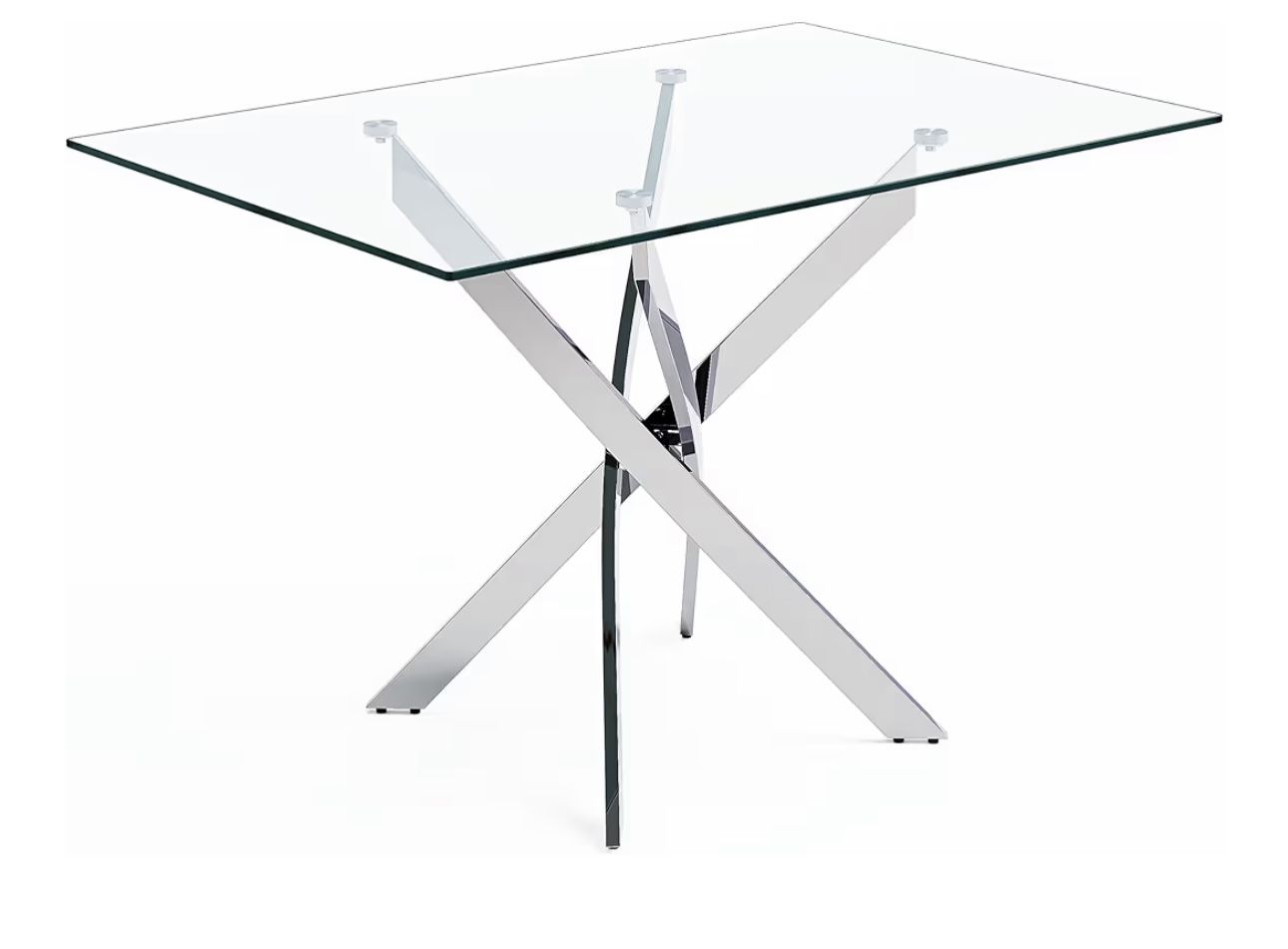 47" Modern Tempered Glass Kitchen Table Dining & Chairs