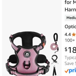 New Large Pink Dog Harness And Leash