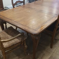 Solid Wood Dining Table with 6 Rush Seat Chairs  $600 (OBO)