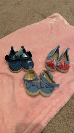 Vans size 2..(10$ each) Denim shoes (new) size 0-6mos (12$ for all the denim)
