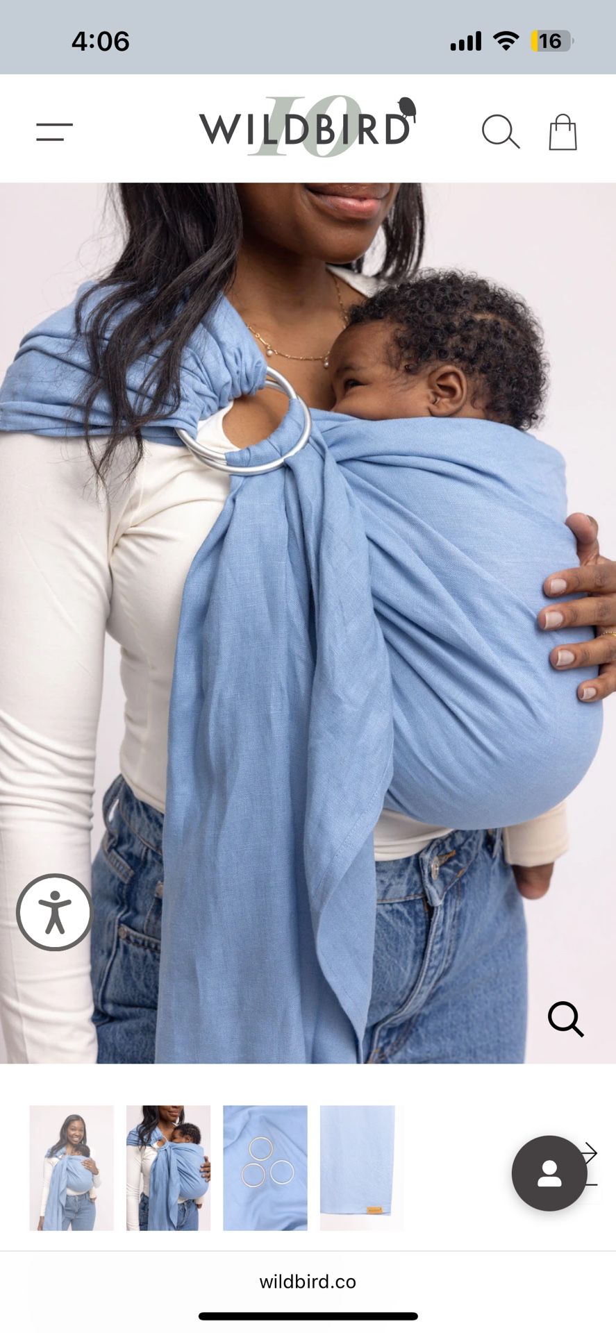 Wildbird Baby Ring Sling Carrier- Color Blue Grey