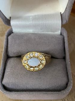 Anillo gold filled size 7 piedra opal joyería antigua