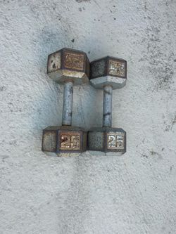 25 lb Cast Iron Hex Dumbbells Pair