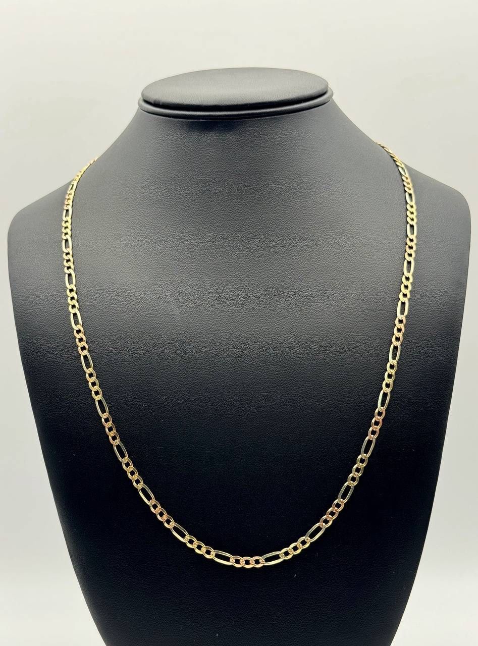 Jewelry 14k solid three tone gold figaro chain necklace 13.2 grams