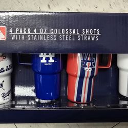 Los Angeles Dodgers 4 Pack 4 oz SHOT TUMBLERS Brand New