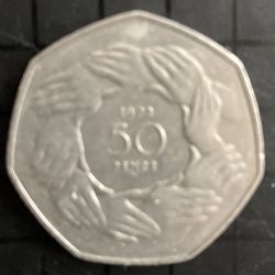 Larger Size UK Fifty Pence Coin, 1973
