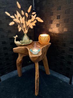 Rustic Live Edge Solid Wood Side Table