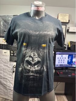 2011 Liquid Black Gorilla Face Graphic T-Shirt Men’s Large Animal Print