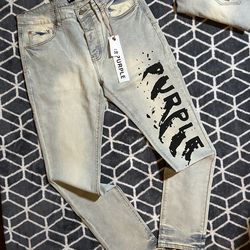 Purple Jeans Purple Logo light wash relaxed fit all sizes