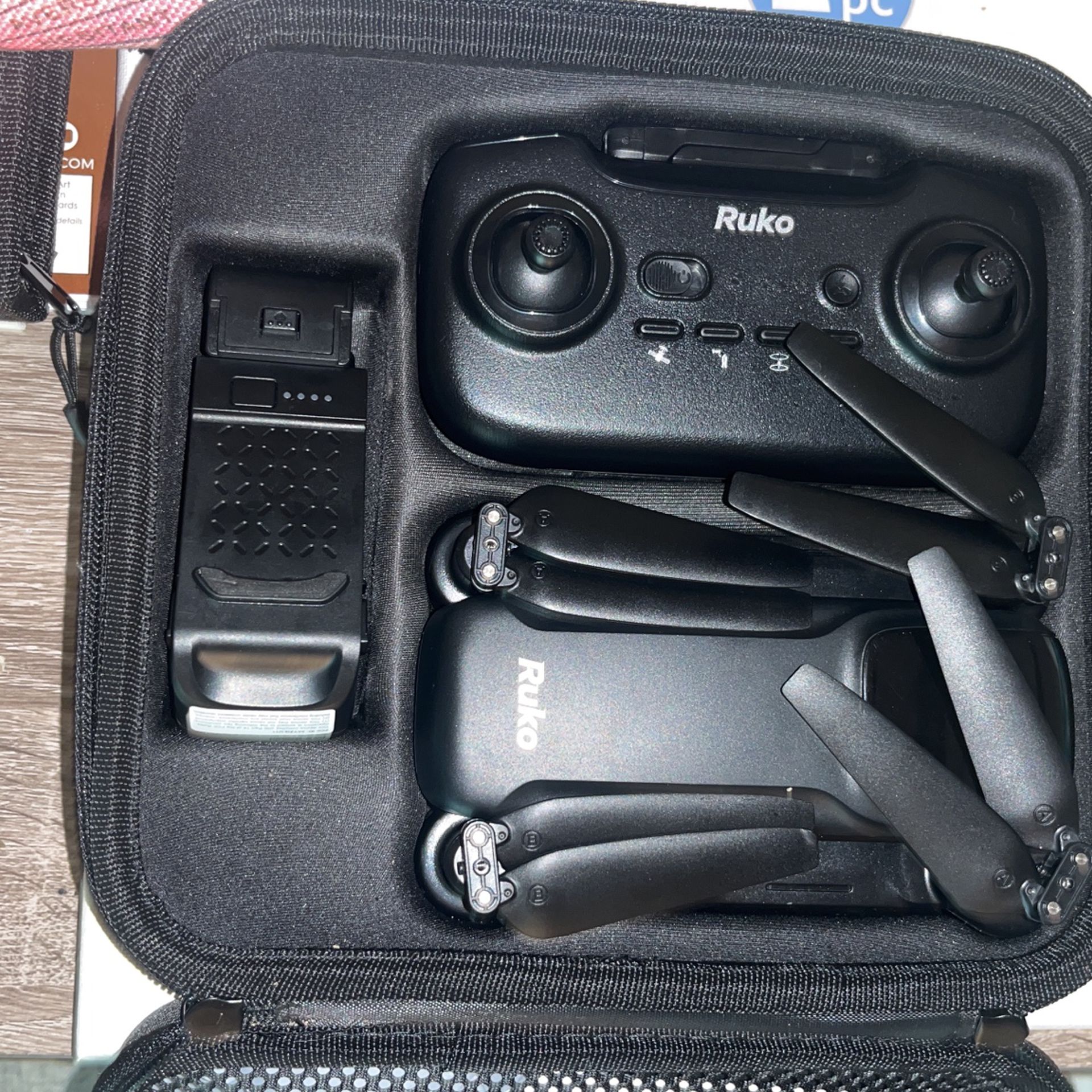 RUKO Drone, Battery Pack, Controller And Carrying Case 