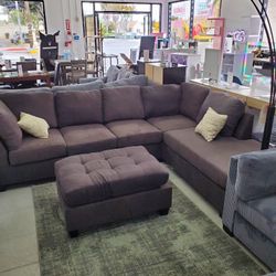  New Dark Gray Reversible Sectional Couch Sofa Set Special With Ottoman Come Visit Our Store In Paramount 