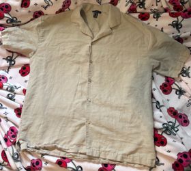 Forever 21 Beige Short Sleeve Button-Up Shirt