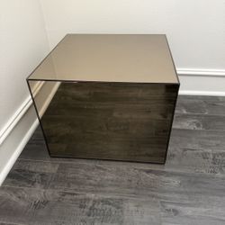 Smoked Mirror Side Table. I Believe It's CB2 City Slicker But Not Sure $325 Height 14 In  18.25 x18.25 in