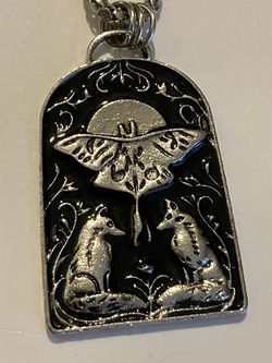 Unique FOX & MOTH Charm Pendant Necklace - Mystic Halloween Jewelry