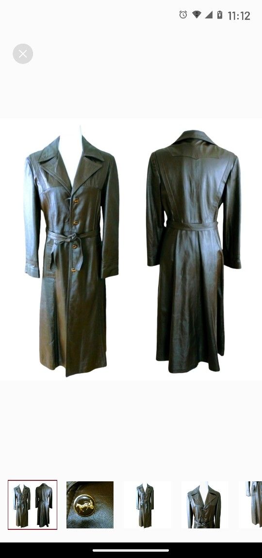 Brown Long Leather Women's Coat.