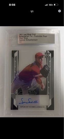 2021 Leaf Metal Draft Pre Production #/1 Autographed Clear Black Spencer Schwellanbauch Rookie Card.