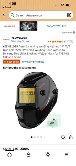 YESWELDER Auto Darkening Welding Helmet, 1/1/1/1 True Color Solar Powered Welding Hood with 2 Arc Sensors, Blue Light Blocking Welder Mask for TIG MIG