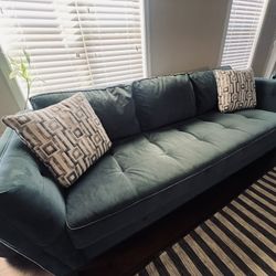 Green Microsuede Sleeper Sofa: Full Bed Pull Out