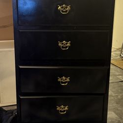4 DRAWER Black dresser With GOLD trim Solid Wood