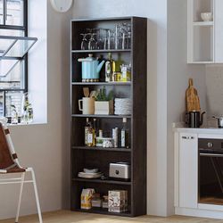 Bookshelves and Bookcases Floor Standing 6 Tiers Display Storage Shelves 70 in Tall Bookcase Home Decor Furniture for Home Office, Living Ro