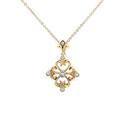 18K Yellow Gold 0.07CTW Cross Pendant - NO Chain