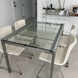 Glass Expandable Table And 4 Chairs