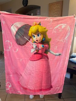 NEW Princess Peach Fleece Throw Blanket โ 40โ x 50โ ๐๐
