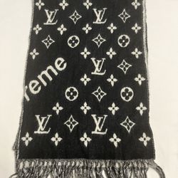 Louis Vuitton X Supreme Cashmere Black Scarf