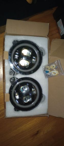 7 Inch Round LED Headlights Pair with Halo Ring