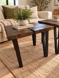Rustic Reclaimed Wood Coffee Table Set