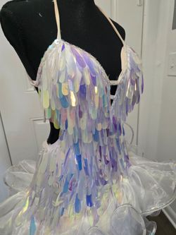 Bello vestido blanco Lentejuelas