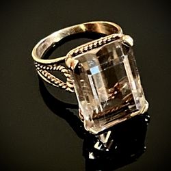 14k Solid Gold Smoky Quartz Vintage Ring Size 7